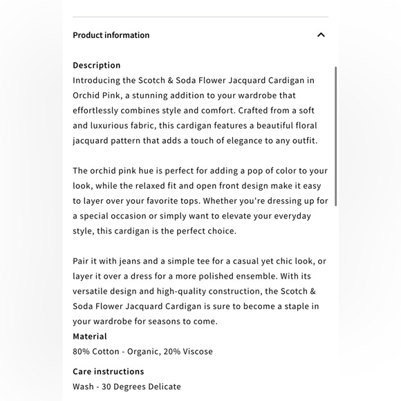 Scotch & Soda Flower Jacquard Cardigan Orchid Pink Lark in Bloom , size M - Picture 10 of 12